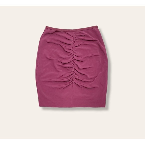 Aritzia Talula Ruched Mini Skirt High Waisted Cordovan Maroon Lined - Picture 7 of 8